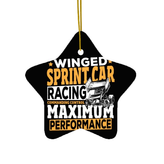 Winged Sprint Car Racing Commanding Control Ceramic Ornaments