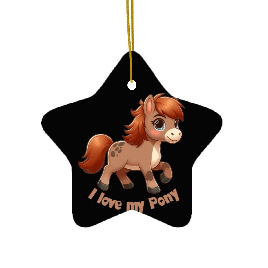 I Love my pony comic Ceramic Ornaments