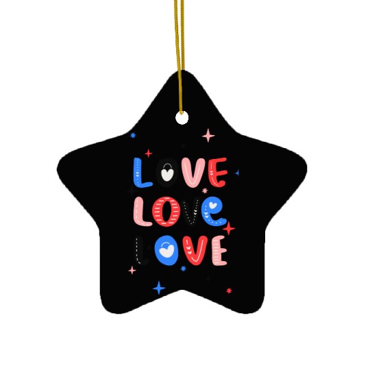 White Red Pink Light Blue Black Bold Valentine Ceramic Ornaments