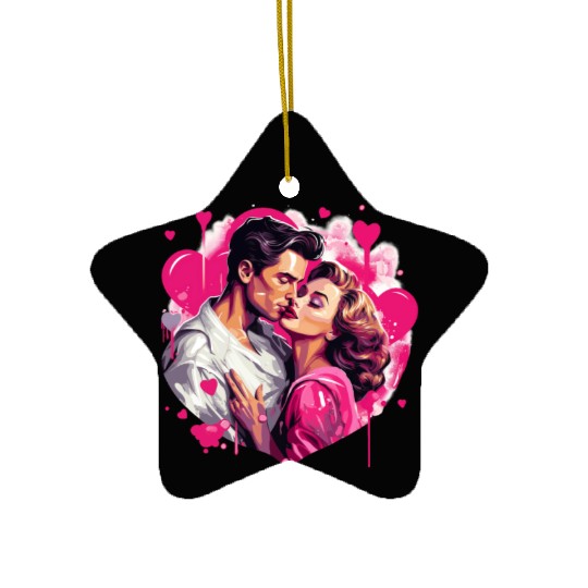 Valentine's Day, Hollywood Lovers Vintage Poster Ceramic Ornaments