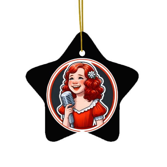 'Annie's Song' Vintage Microphone Illustration Ceramic Ornaments