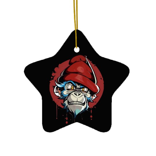 Angry Monkey Design Ceramic Ornaments