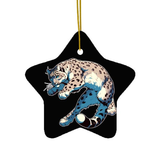 Snow Leopard Leopard White Leopard Ceramic Ornaments