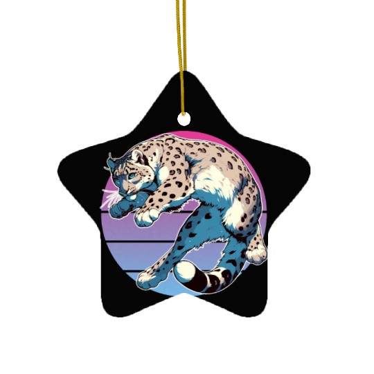 Snow Leopard Leopard White Leopard Ceramic Ornaments