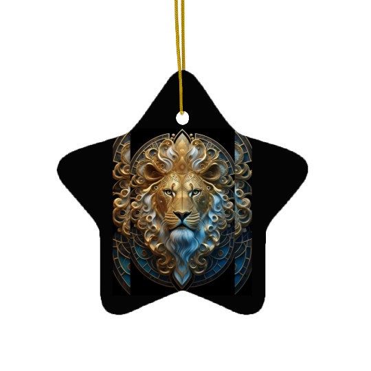 1920s Art Deco lion, gold Ceramic Ornaments