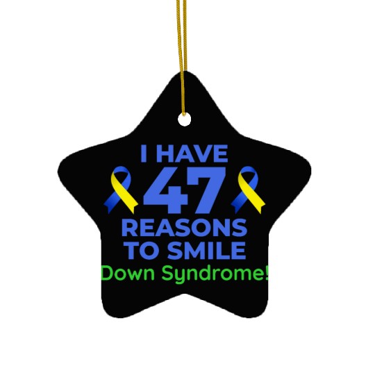 Down Syndrome Awareness 47 Reasons to Smile Ceramic Ornaments