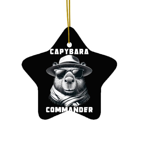 Capybara With Sunglasses Capy Commander Ceramic Ornaments