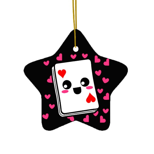 Kawaii Playing Card Hearts Ceramic Ornaments