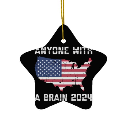 2024 Brain Vote Democracy Anti-Trump Ceramic Ornaments