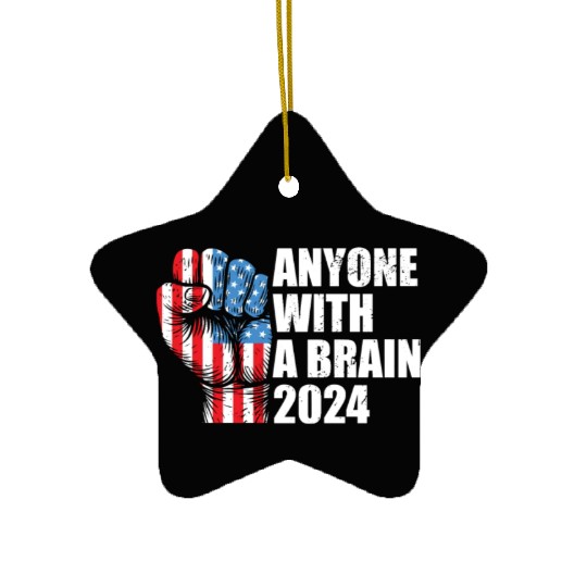 2024 Brain Vote Democracy Anti-Trump Ceramic Ornaments