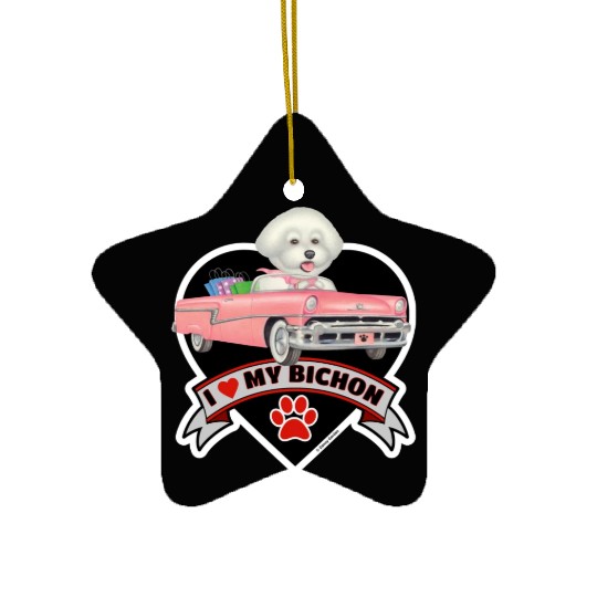 A cute I love my Bichon Frise Dog Ceramic Ornaments