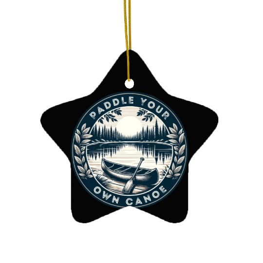 Solo Canoe Journey Lake Ceramic Ornaments