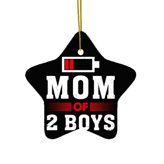 Mom of 2 Boys Mom and Son Matching Mom Ceramic Ornaments