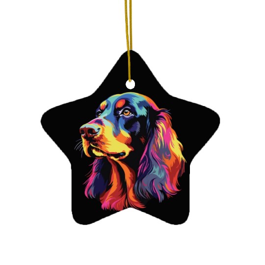 Watercolor Colorful Gordon Setter Ceramic Ornaments