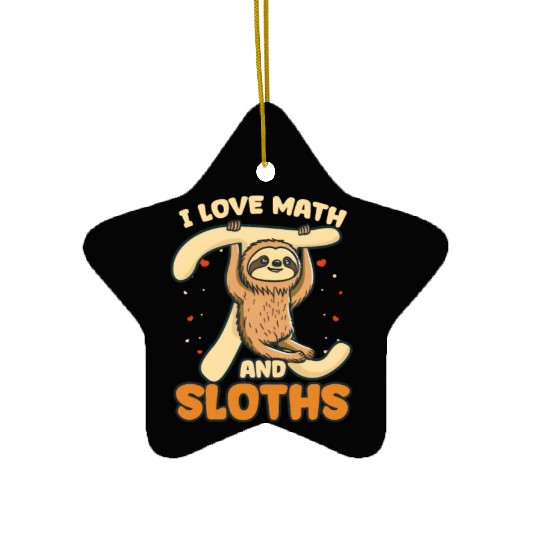 Pi Day I Love Math And Sloths Ceramic Ornaments