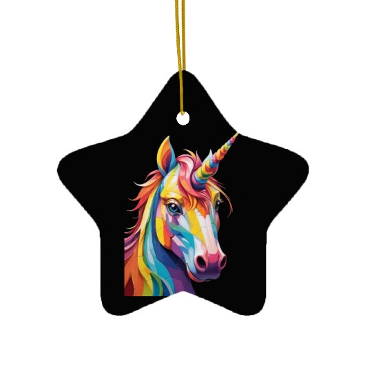 Colorful Rainbow Unicorn Ceramic Ornaments