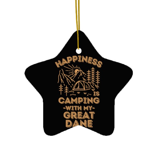 Camping with great-dane Ceramic Ornaments
