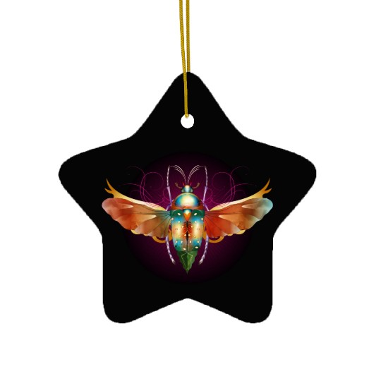imaginative colorful shimmering insect with wings Ceramic Ornaments