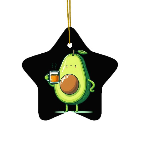 Tea Time Avocado Ceramic Ornaments