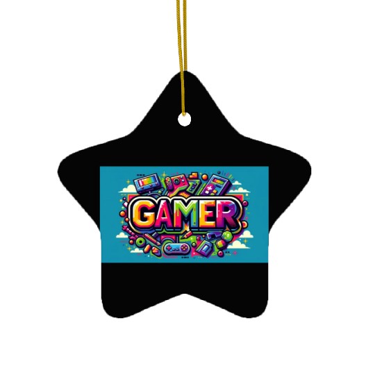 Neon Arcade Retro Gamer Ceramic Ornaments