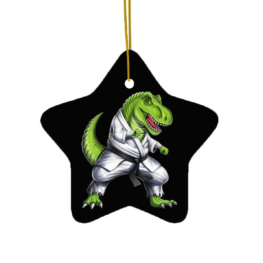 T-Rex Dinosaur Karate Ceramic Ornaments