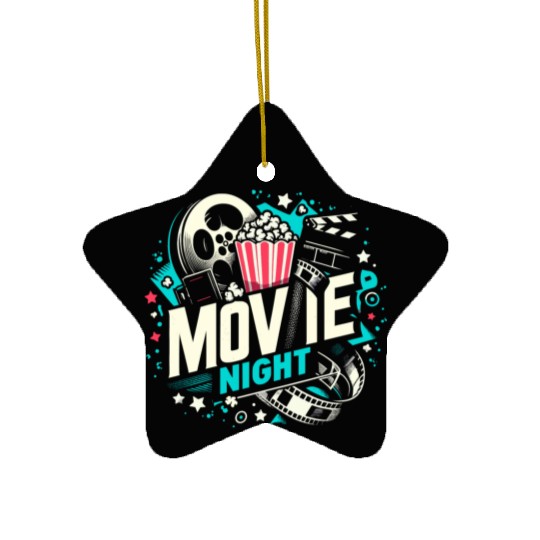 Movie Night Popcorn Film Theatre Cinema Ticket Ceramic Ornaments