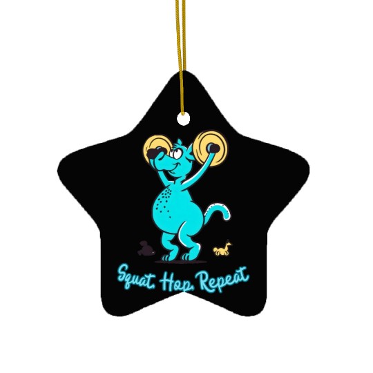Kangaroo Gym Buff: Squat, Hop, Repeat Workout Ceramic Ornaments