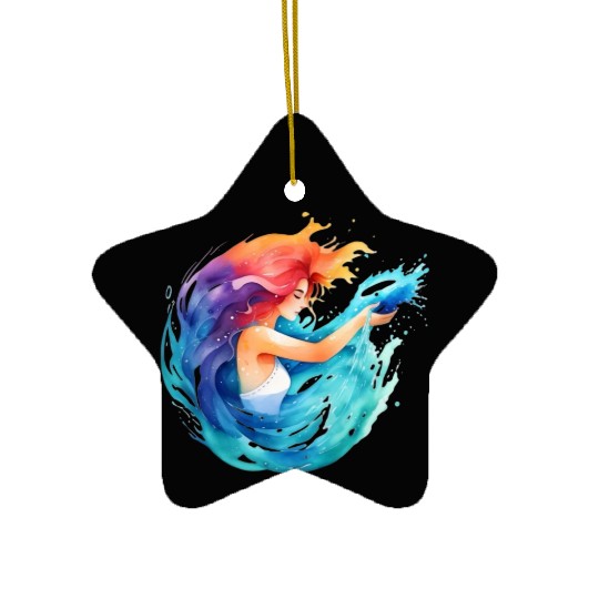 Color splash zodiac: Aquarius Ceramic Ornaments