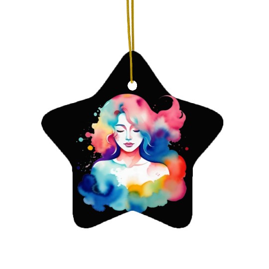 Color splash zodiac: Virgo Ceramic Ornaments