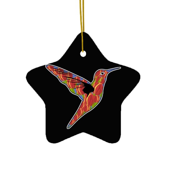 Humming-Bird Tulips Flowers Ceramic Ornaments