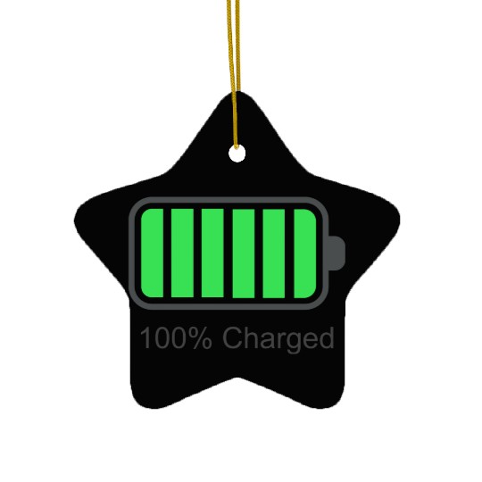 100% charged and 2% Battery low couple Ceramic Ornaments