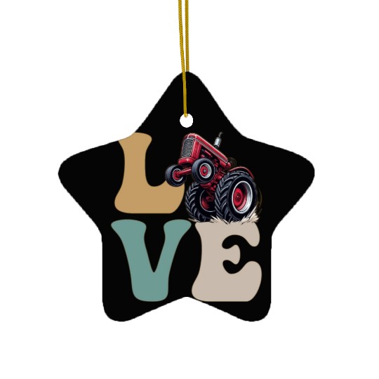LOVE Tractor Pulling Tractor Driver Farmer Farming Ceramic Ornaments