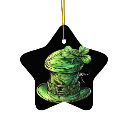 St Patrick Irish Green Hat Ceramic Ornaments