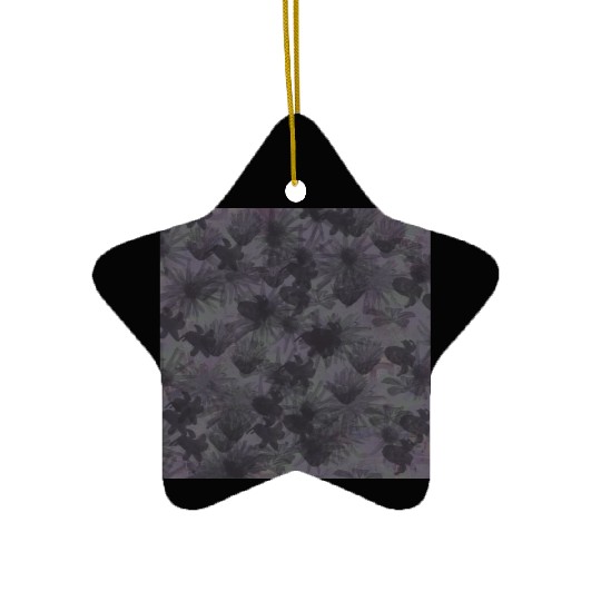 floral feel pattern in purple and gray Ceramic Ornaments