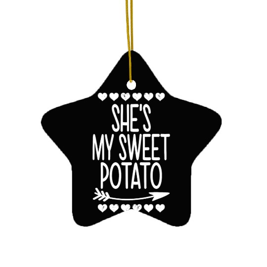 She s My Sweet Potato I Yam SET Thanksgiving Ceramic Ornaments