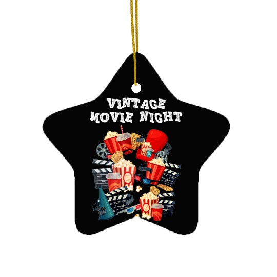 Popcorn Vintage Movie Night Ceramic Ornaments