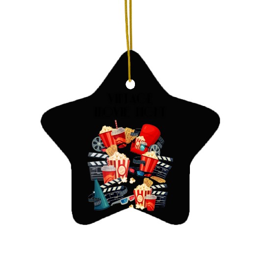 Popcorn Vintage Movie Night Ceramic Ornaments
