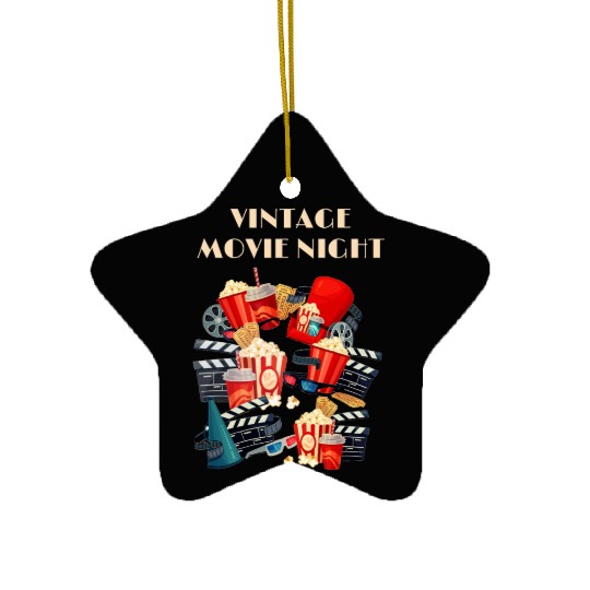 Popcorn Vintage Movie Night Ceramic Ornaments