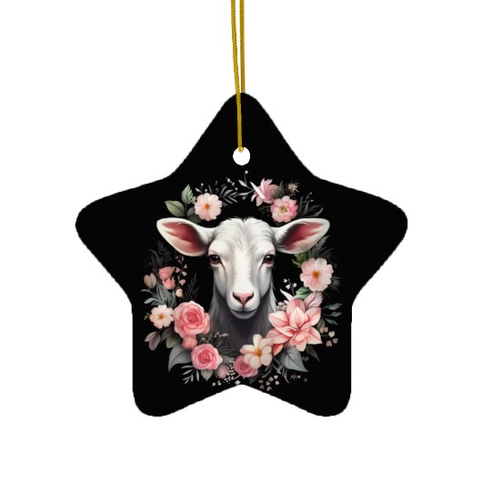 Goat Flowers Farmer Gift Ceramic Ornaments