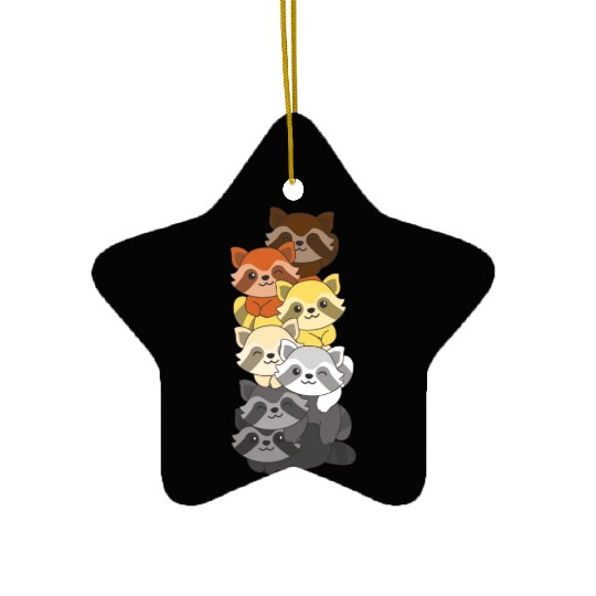 Bear Brotherhood Flag Pride Lgbtq Cute Raccoon Ceramic Ornaments