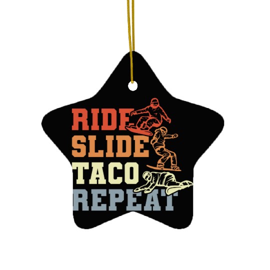 Taco Snowboarding Ceramic Ornaments
