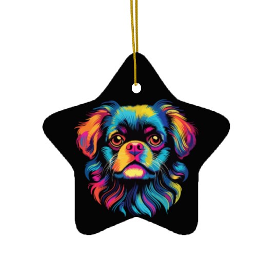 Watercolor Colorful Tibetan Spaniel Ceramic Ornaments