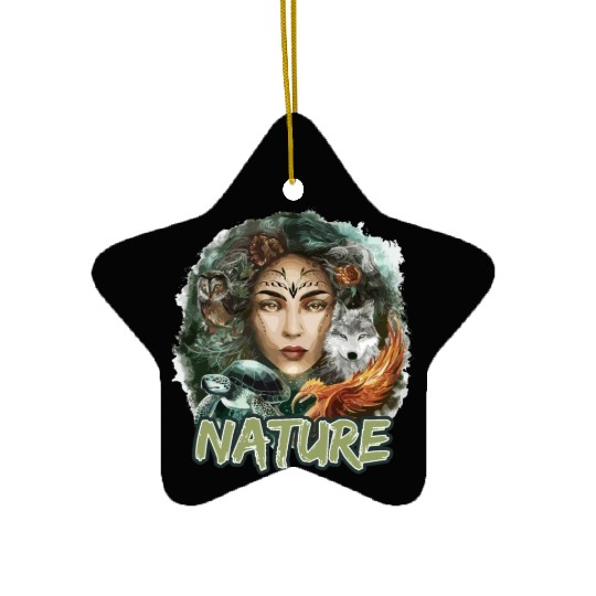 Nature-Inspired Wolf Owl Turtle Phoenix Woman Ceramic Ornaments