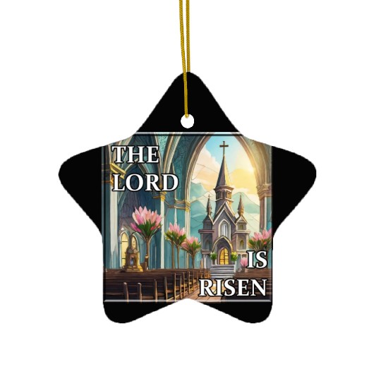 Happy Easter Sunday in Church Ceramic Ornaments