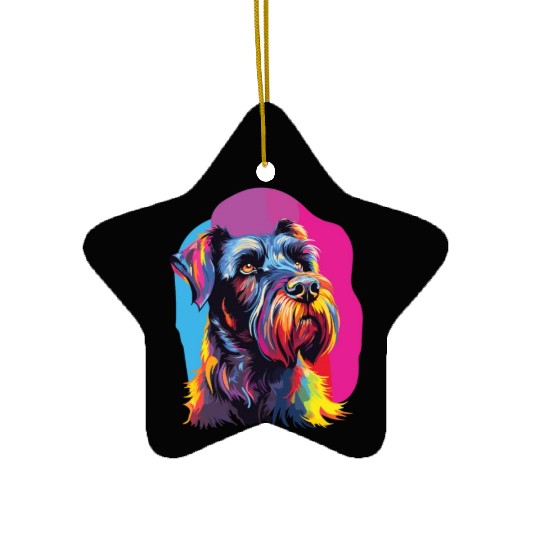 Watercolor Colorful Giant Schnauzer Ceramic Ornaments