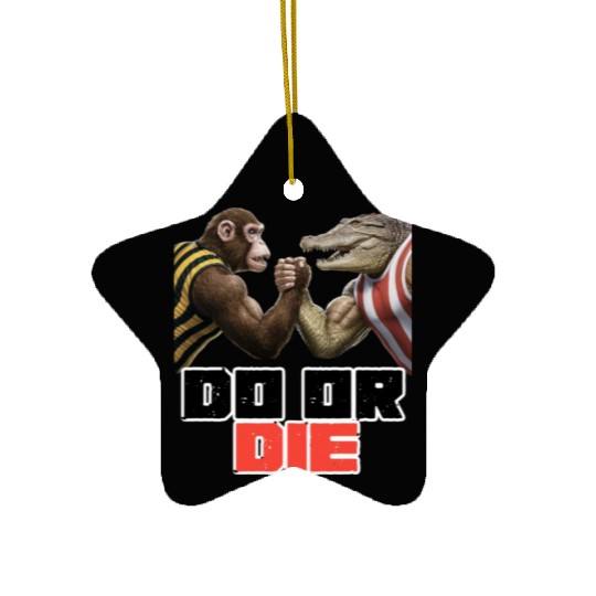 "Croc vs. Monkey: Battle for Dominance" Ceramic Ornaments