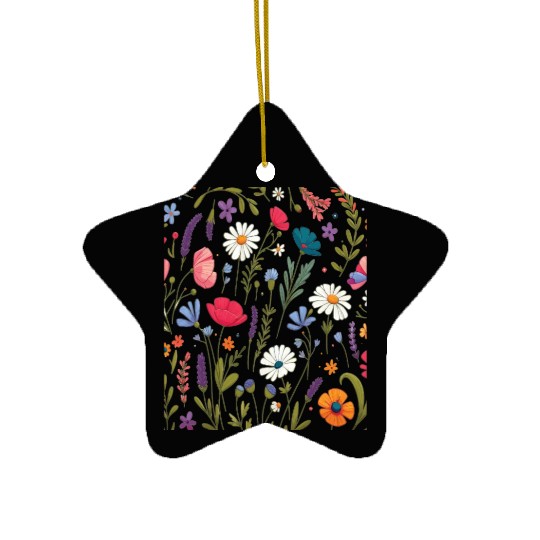 Botanical Bliss Wildflower Bouquet Nature Lover Ceramic Ornaments