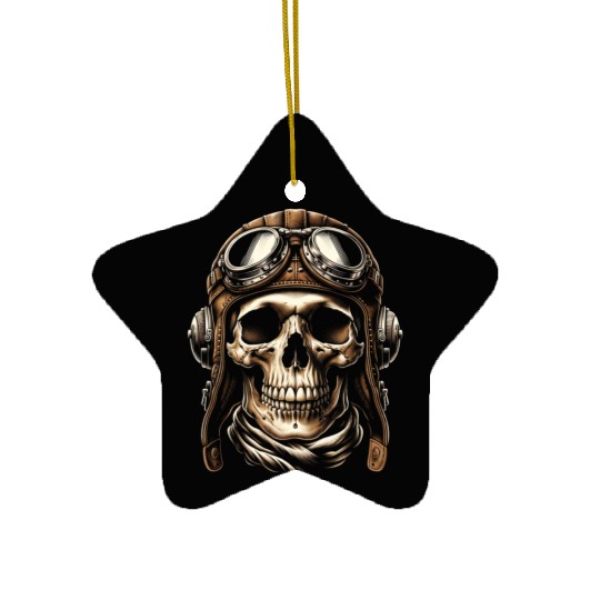 Vintage Aviator Skull Ceramic Ornaments