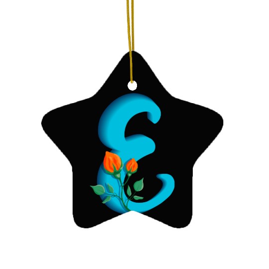 Three dimensional capital letter E rose monogram Ceramic Ornaments