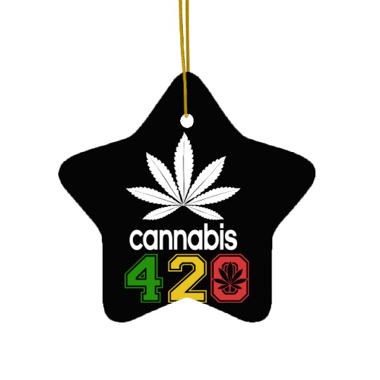 Humorous 420 Authentic Herb Weed Marijuana Design Ceramic Ornaments
